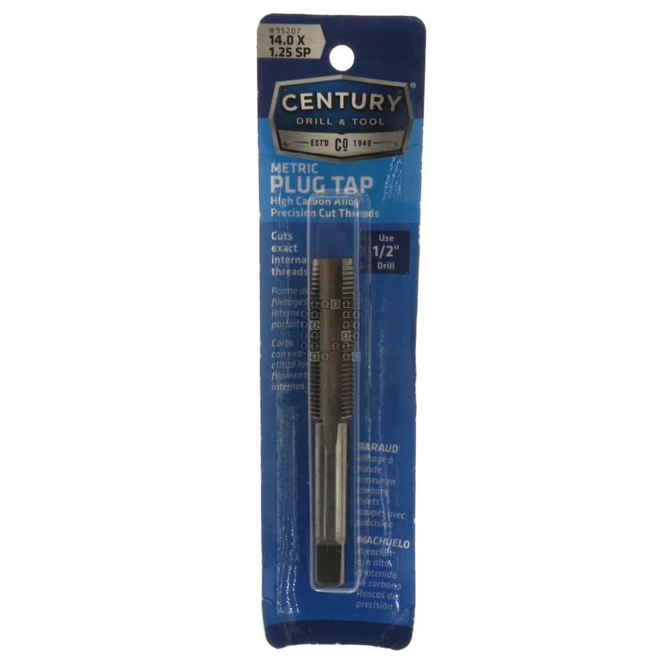 Century Drill & Tool 95207 M14-1.25mm Metric High Carbon Steel Alloy Precision Plug Tap