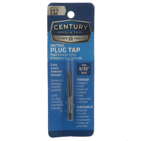 Century Drill & Tool 97305 M3-0.60mm Metric High Carbon Steel Alloy Precision Plug Tap Package Front