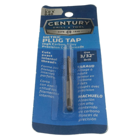 Century Drill & Tool 97305 M3-0.60mm Metric High Carbon Steel Alloy Precision Plug Tap