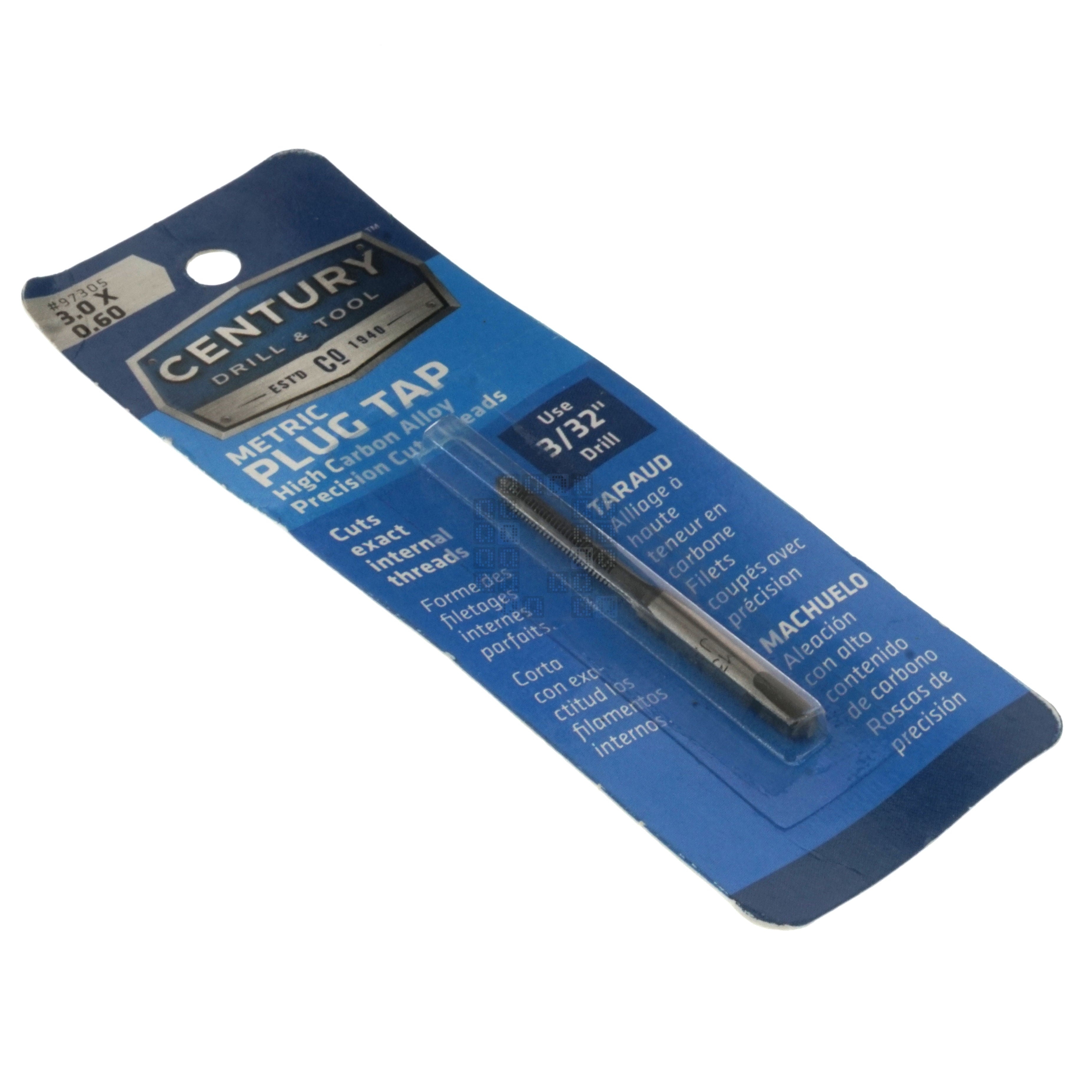 Century Drill & Tool 97305 M3-0.60mm Metric High Carbon Steel Alloy Precision Plug Tap