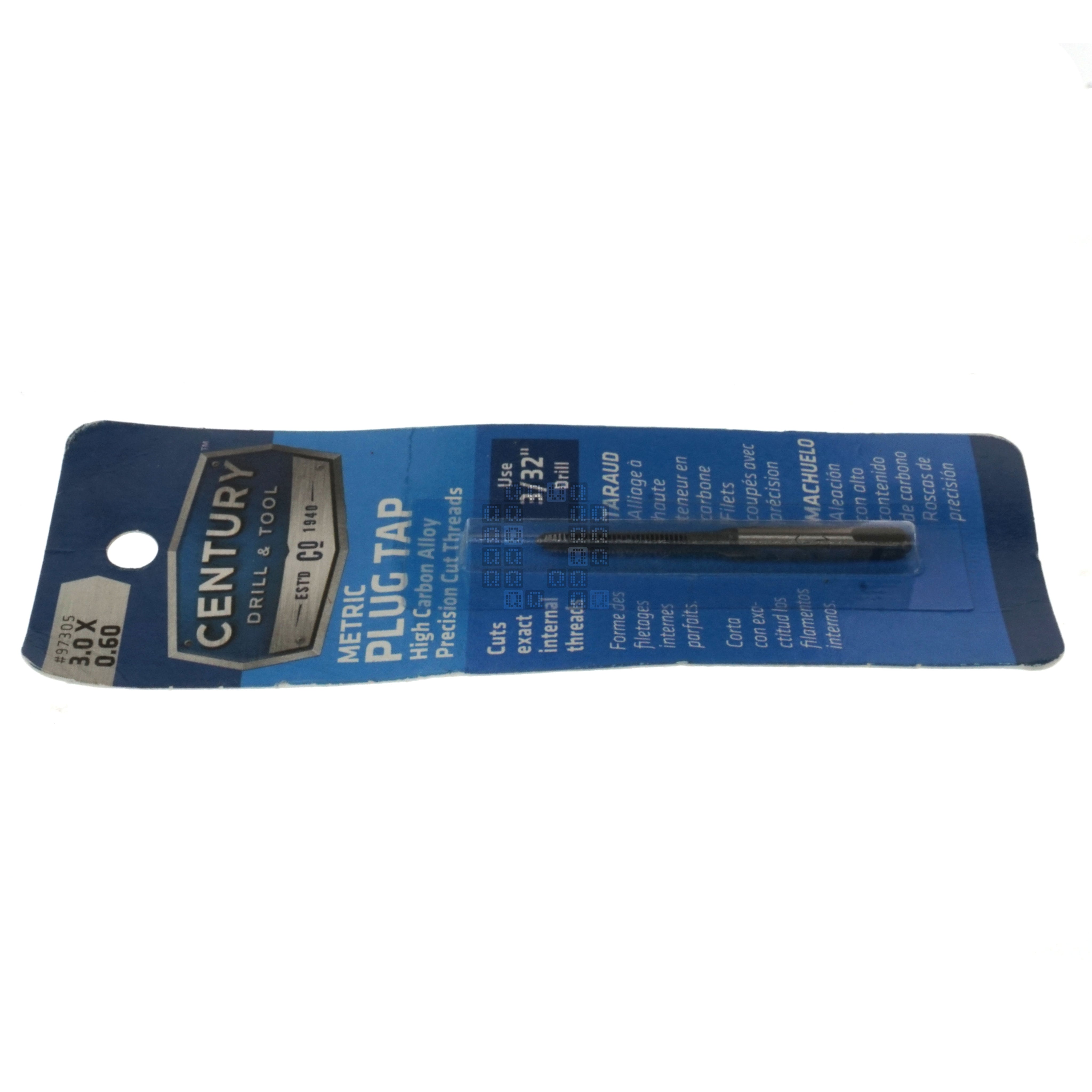 Century Drill & Tool 97305 M3-0.60mm Metric High Carbon Steel Alloy Precision Plug Tap