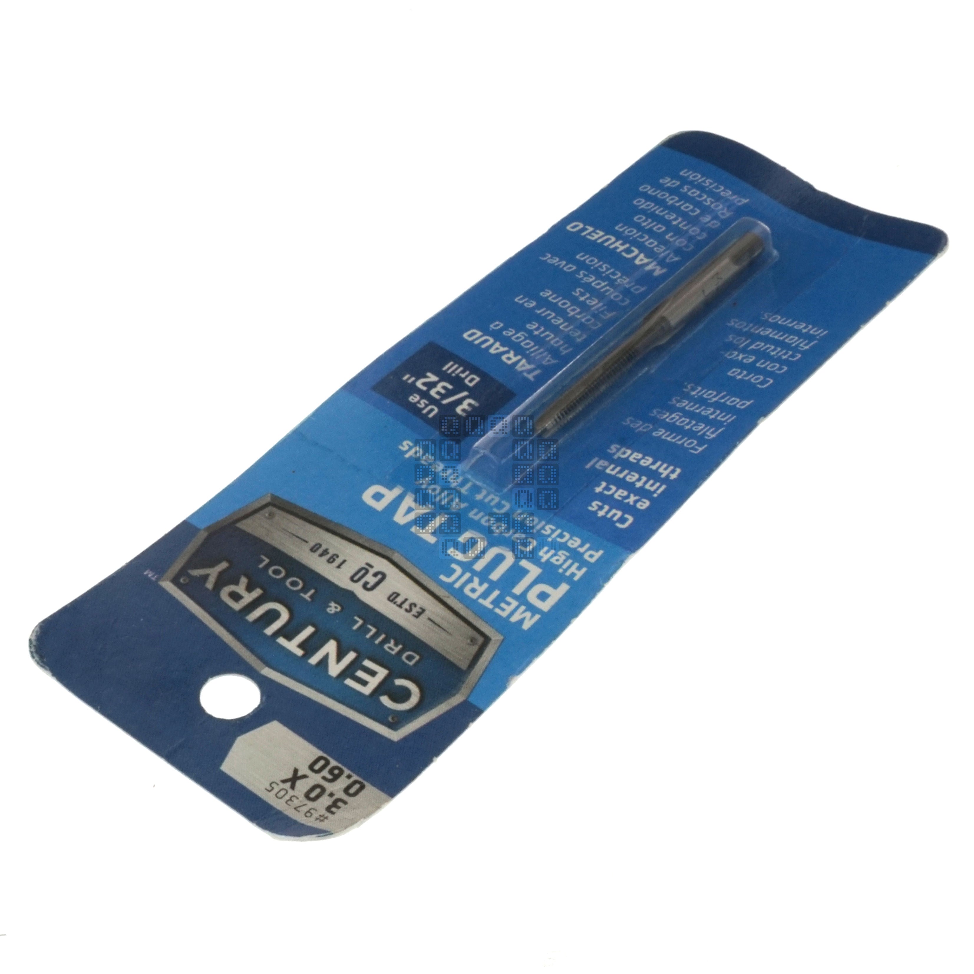 Century Drill & Tool 97305 M3-0.60mm Metric High Carbon Steel Alloy Precision Plug Tap