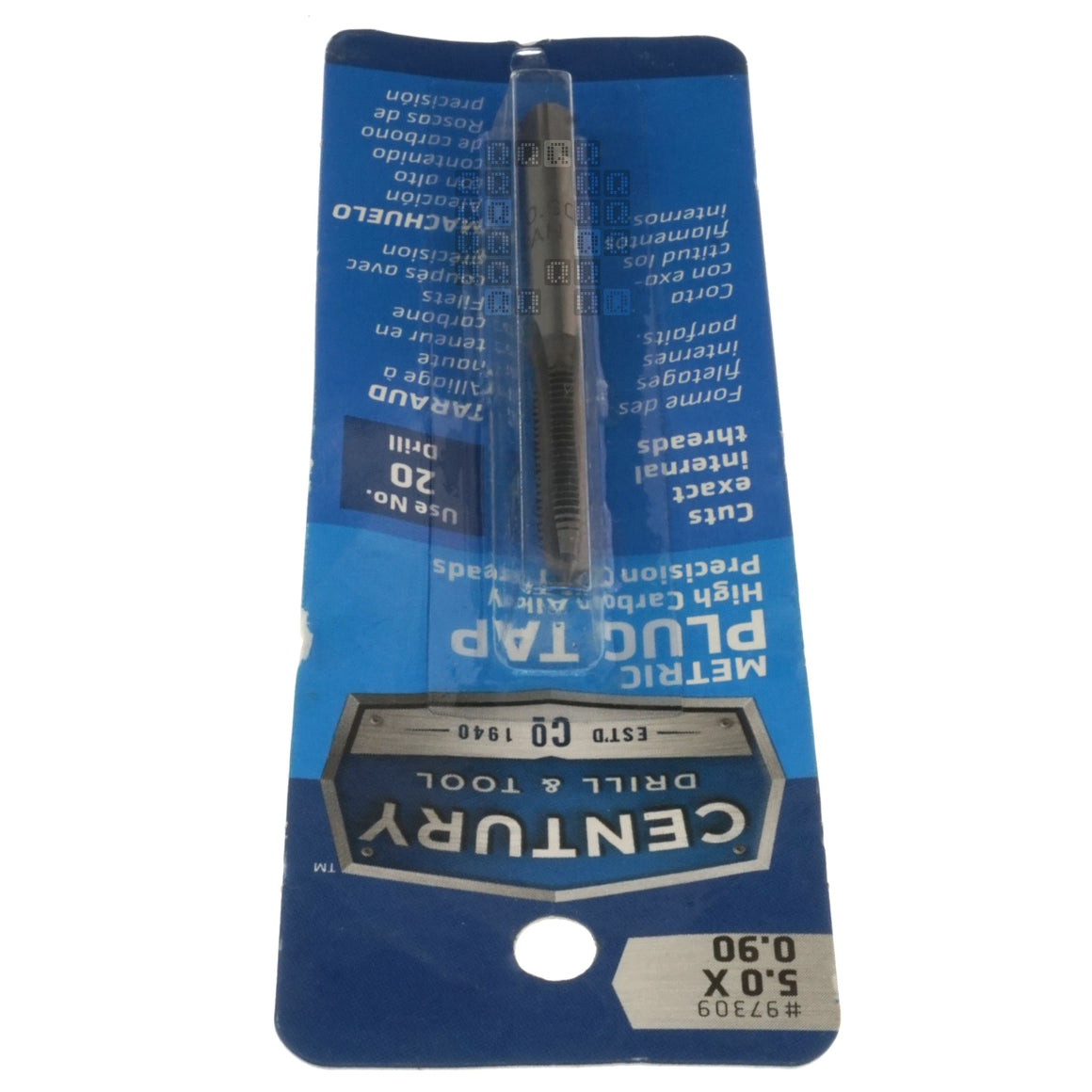 Century Drill & Tool 97309 M5-0.90mm Metric High Carbon Steel Alloy Precision Plug Tap
