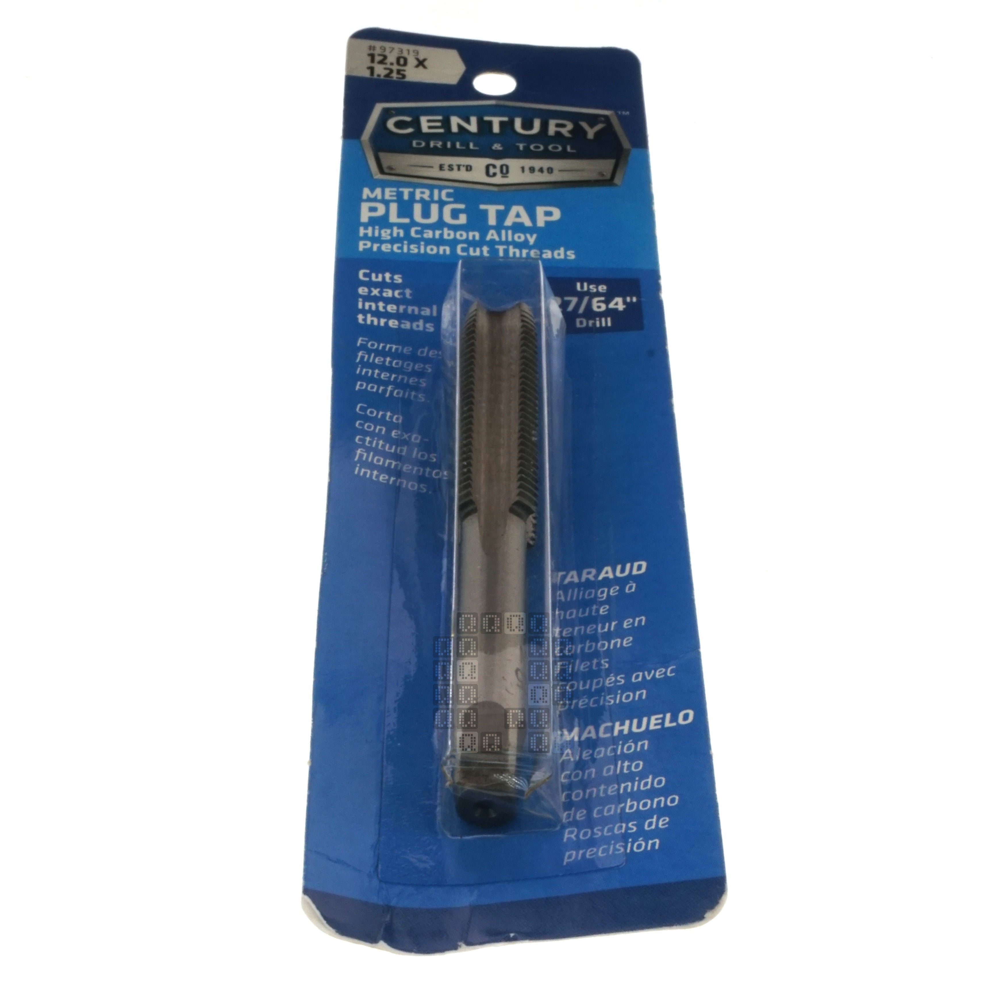 Century Drill & Tool 97319 M12-1.25mm Metric High Carbon Steel Alloy Precision Plug Tap