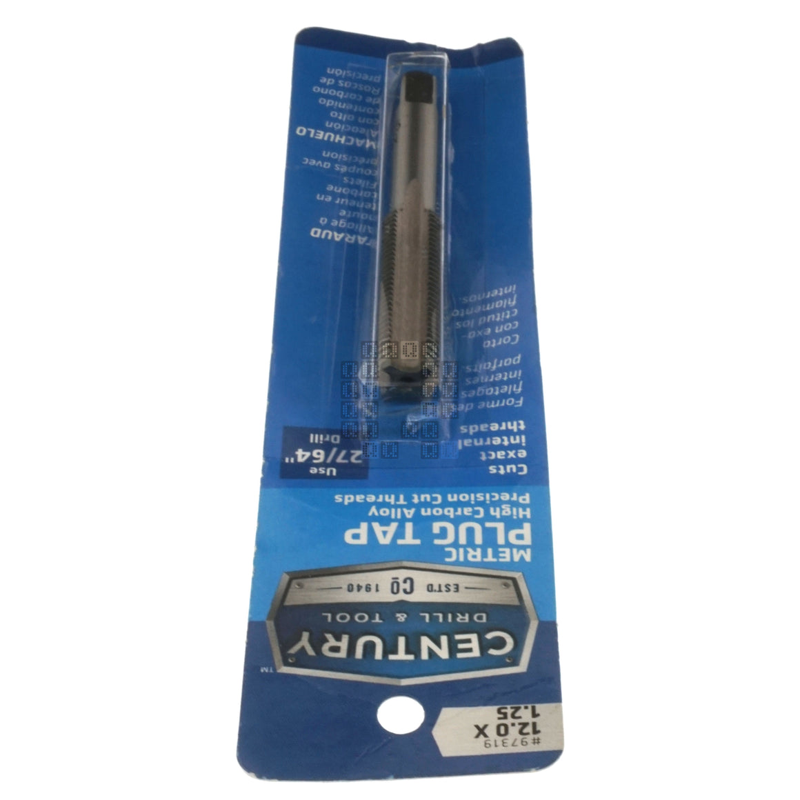 Century Drill & Tool 97319 M12-1.25mm Metric High Carbon Steel Alloy Precision Plug Tap