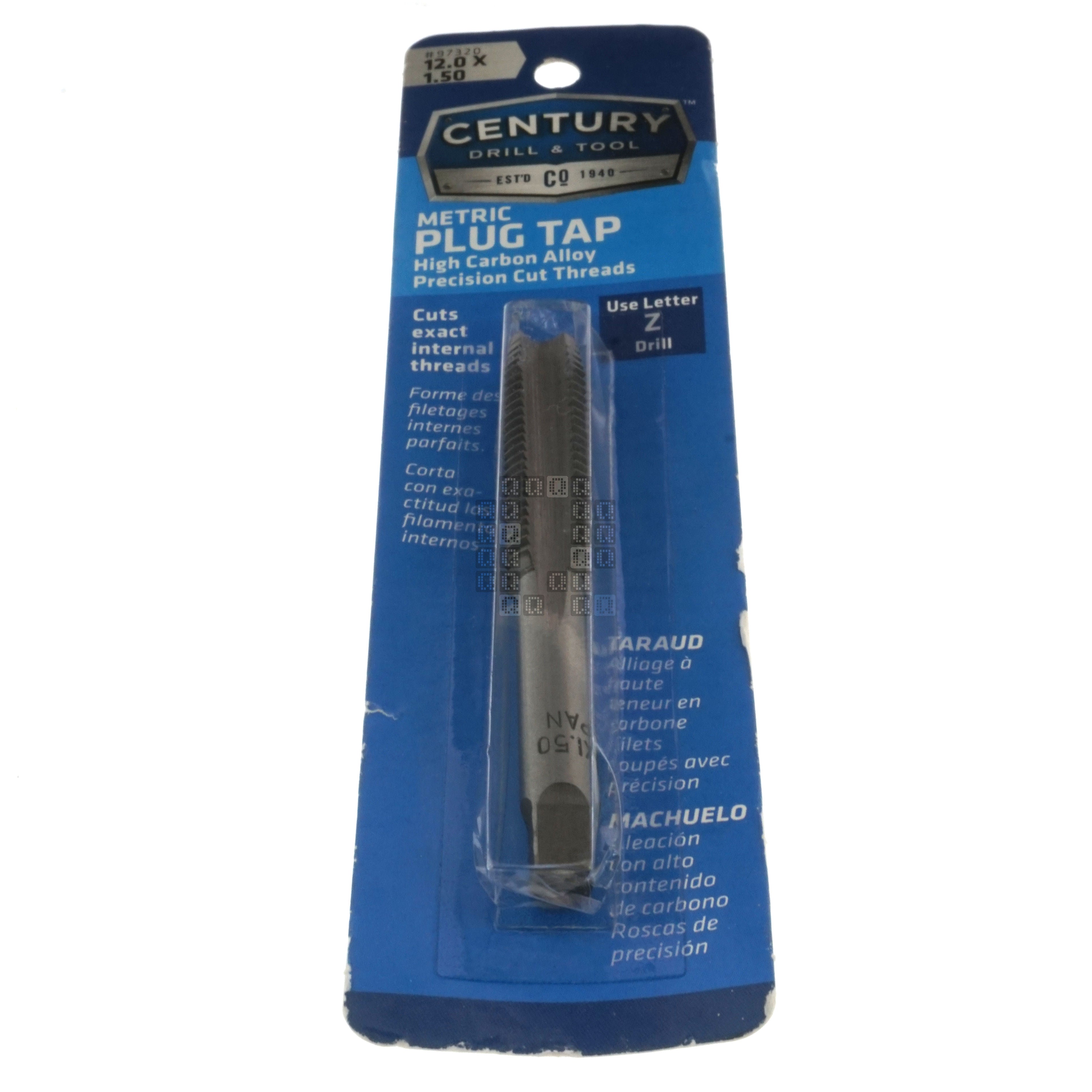 Century Drill & Tool 97320 M12-1.50mm Metric High Carbon Steel Alloy Precision Plug Tap
