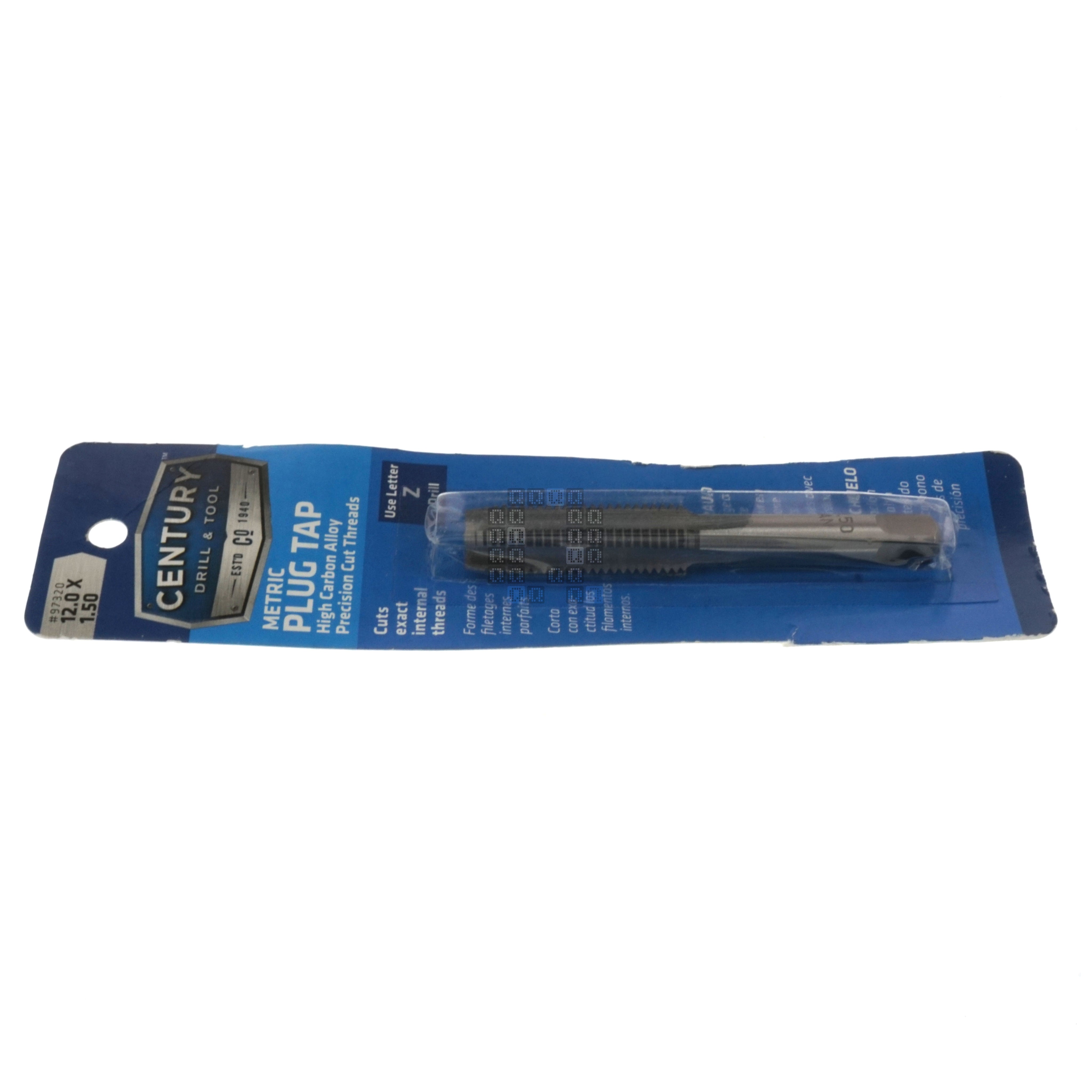Century Drill & Tool 97320 M12-1.50mm Metric High Carbon Steel Alloy Precision Plug Tap
