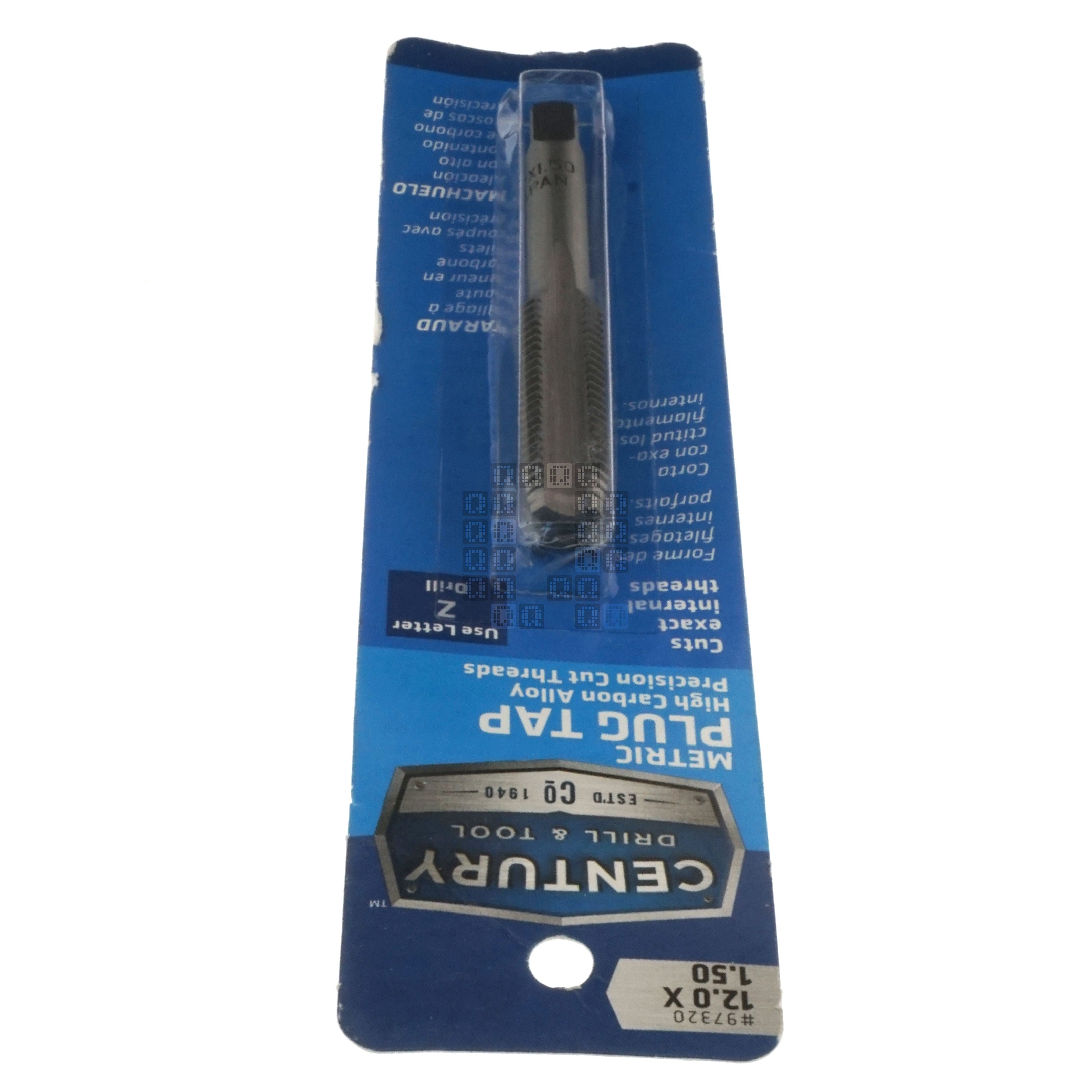 Century Drill & Tool 97320 M12-1.50mm Metric High Carbon Steel Alloy Precision Plug Tap
