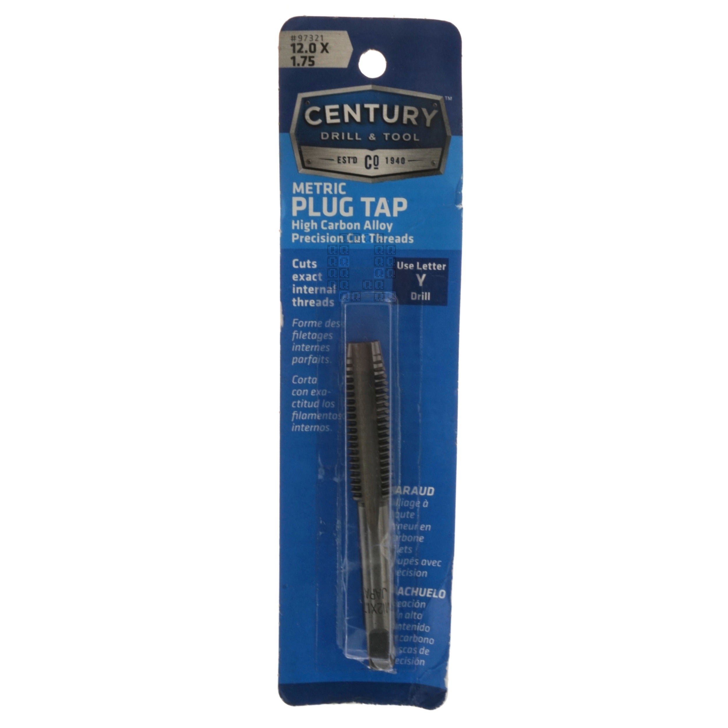 Century Drill & Tool 97321 M12-1.75mm Metric High Carbon Steel