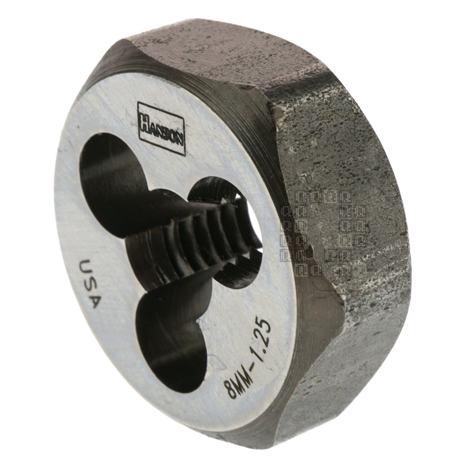 Irwin Hanson 9734 8mm M8 - 1.25 Metric Right Hand RH High Carbon Steel HCS 1" Hex Die