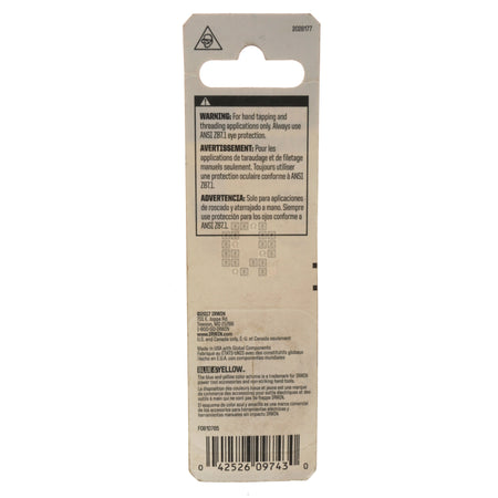 Irwin Hanson 9743 M12 - 1.50mm Metric Right Hand RH High Carbon Steel HCS 1" Hex Die Package Back