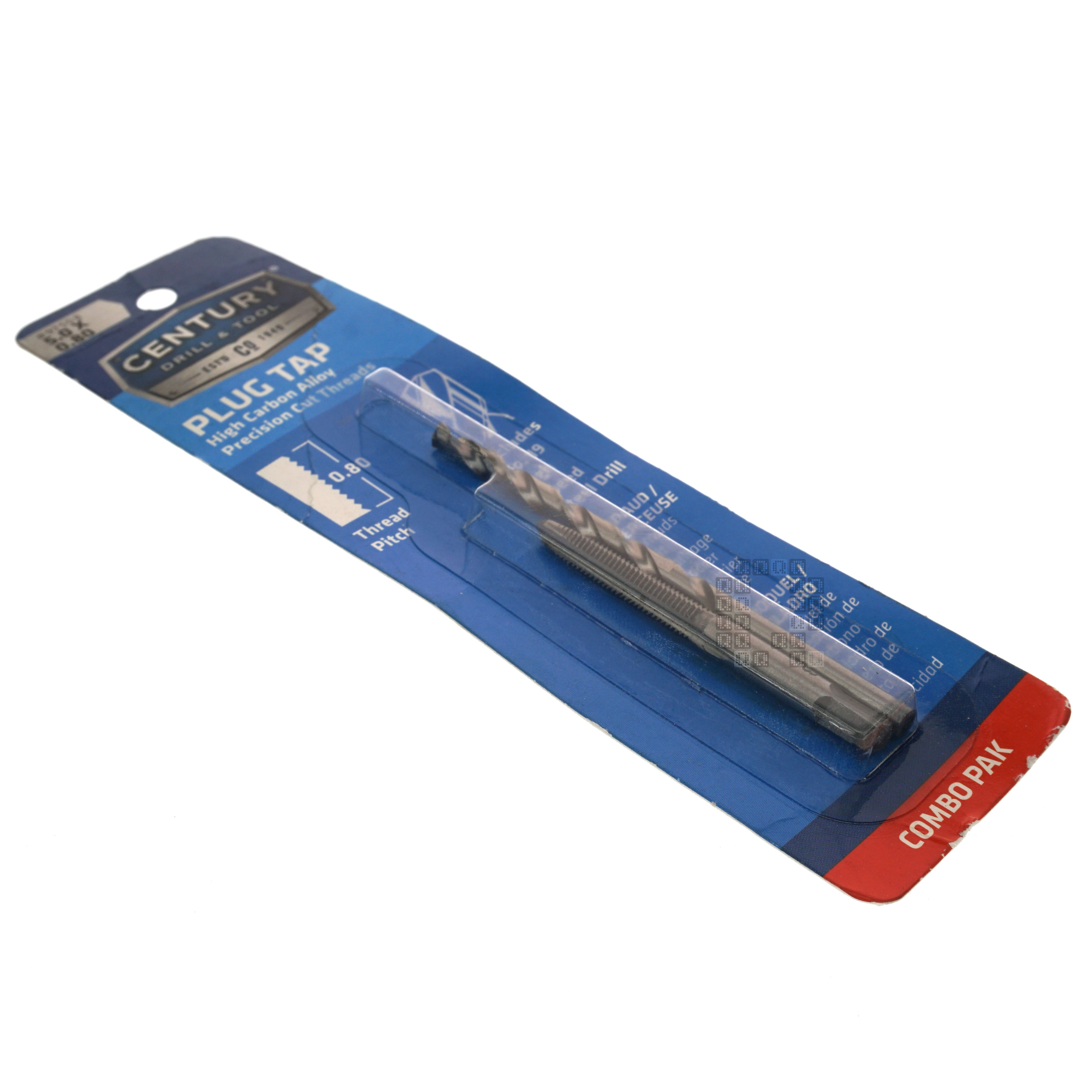 Century Drill & Tool 97508 M5-0.80mm High Carbon Alloy Plug Tap & #19 HSS Drill Bit Combo Pak