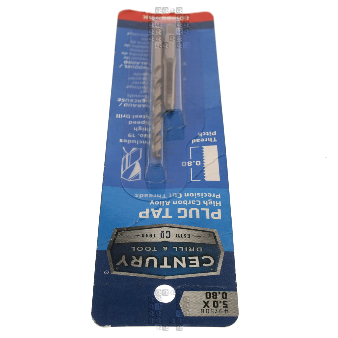 Century Drill & Tool 97508 M5-0.80mm High Carbon Alloy Plug Tap & #19 HSS Drill Bit Combo Pak