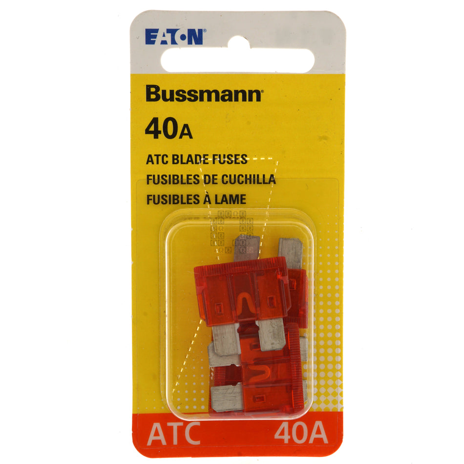 Eaton Bussmann BP/ATC-40-RP 40-Amp ATC Automotive Blade Fuses, 5-Pack, Orange Package Front