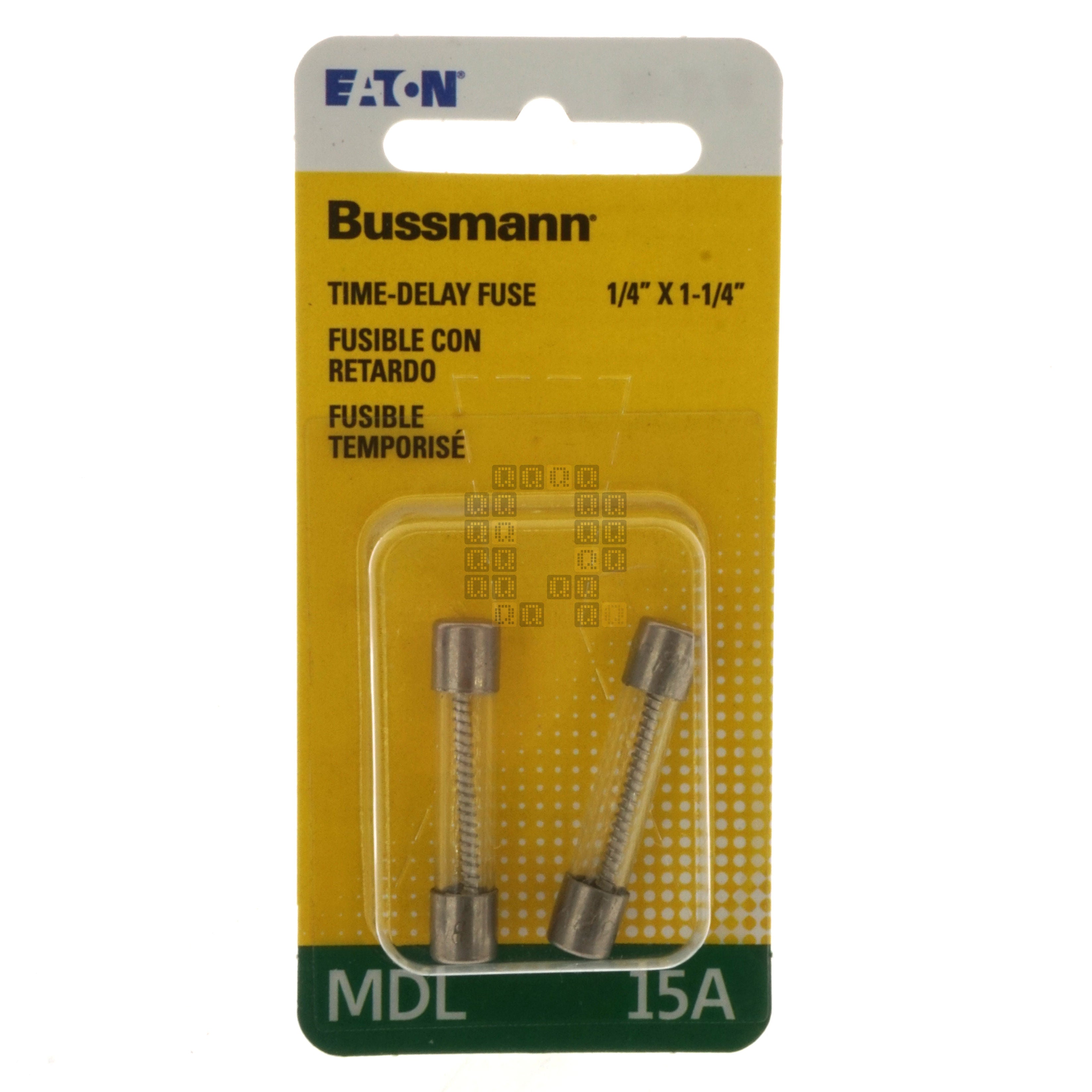 Eaton Bussmann BP/MDL-15 Time Delay Glass Fuse Package Front