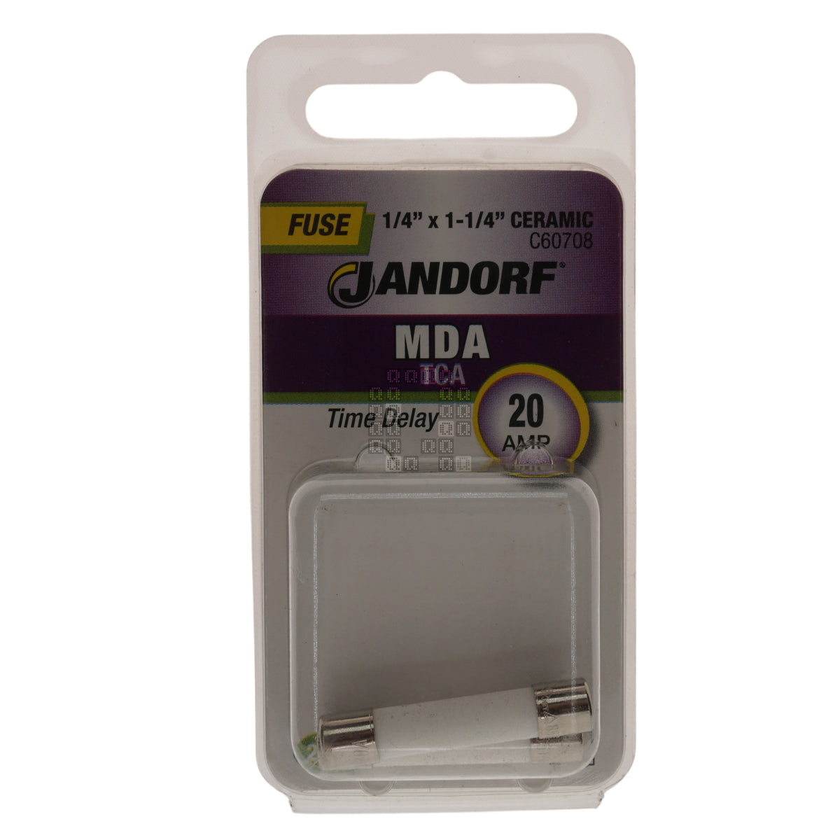 Jandorf C60708 Ceramic Body Slow Blow Time Delay Fuse, 20-Amp, 250VAC Package Front