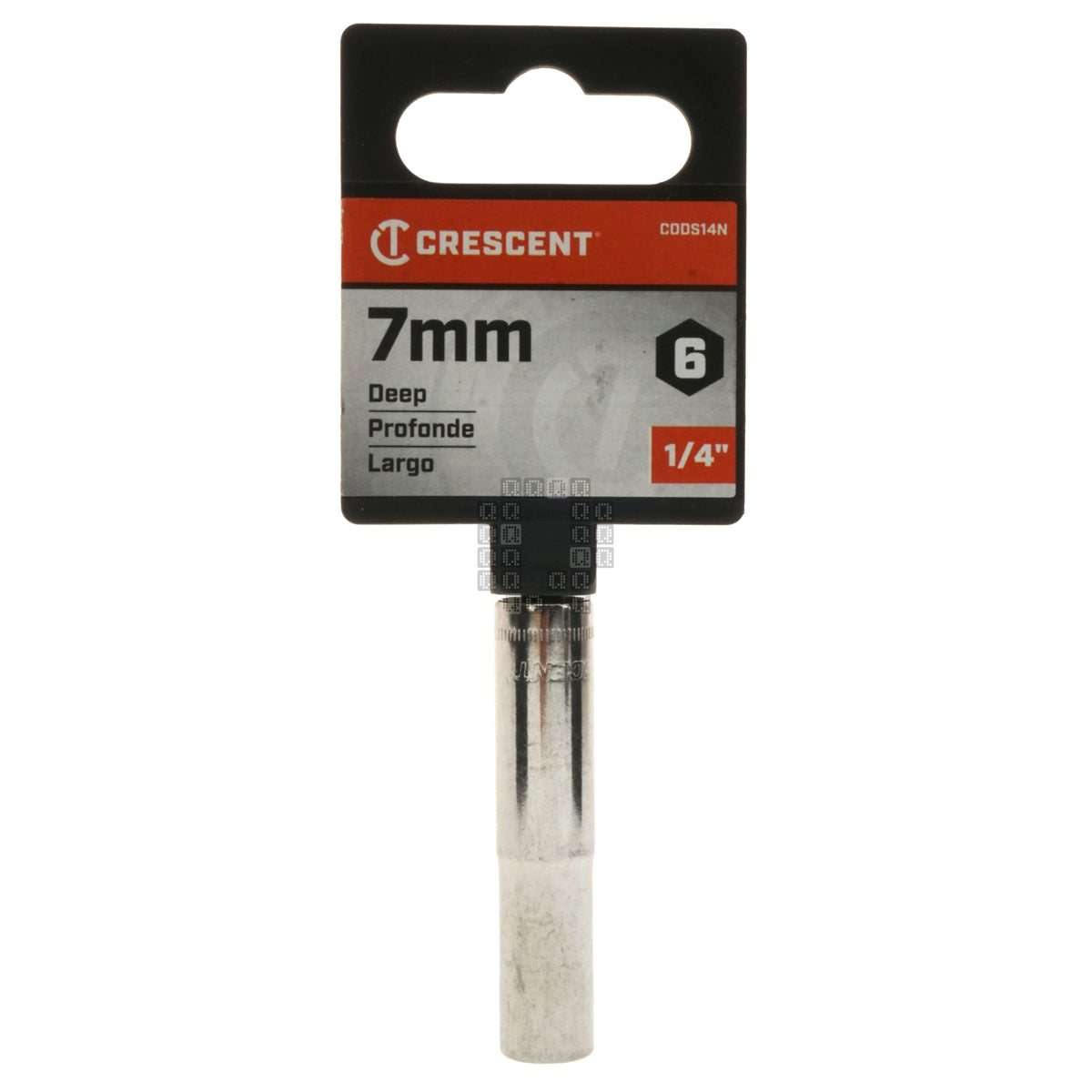 Crescent CDDS14N 1/4" Drive 6 Point Deep Metric Chrome Socket, 7mm Package Front