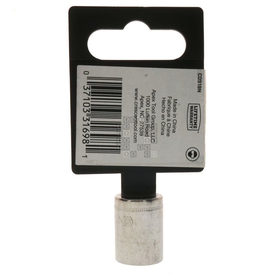 Crescent Tool CDS19N 1/4" Drive 6-Point Standard Length Metric Chrome Socket, 12mm