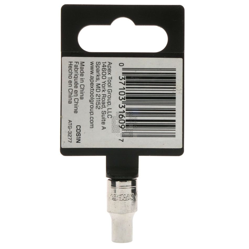 Crescent CDS1N 1/4" Drive 6-Point Standard Length SAE Chrome Socket, 3/16"