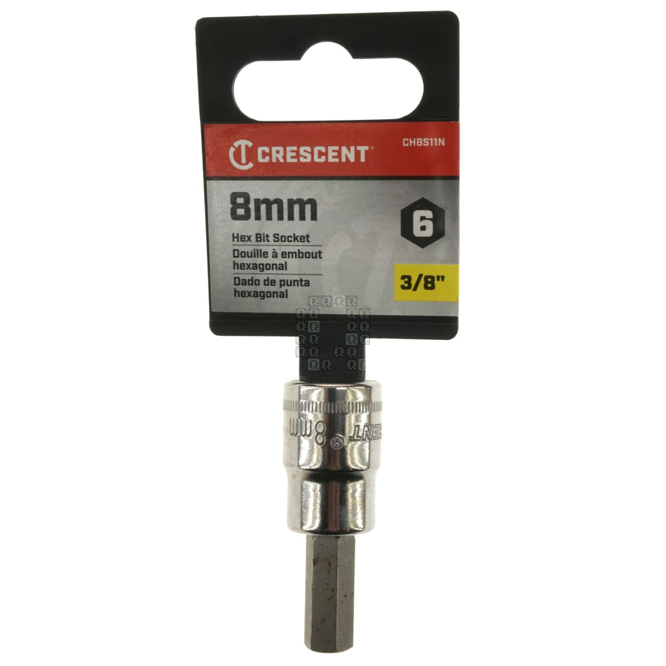 Crescent CHBS11N 3/8" Drive Hex Bit Metric Chrome Socket, 8mm