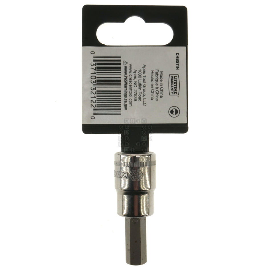 Crescent CHBS11N 3/8" Drive Hex Bit Metric Chrome Socket, 8mm