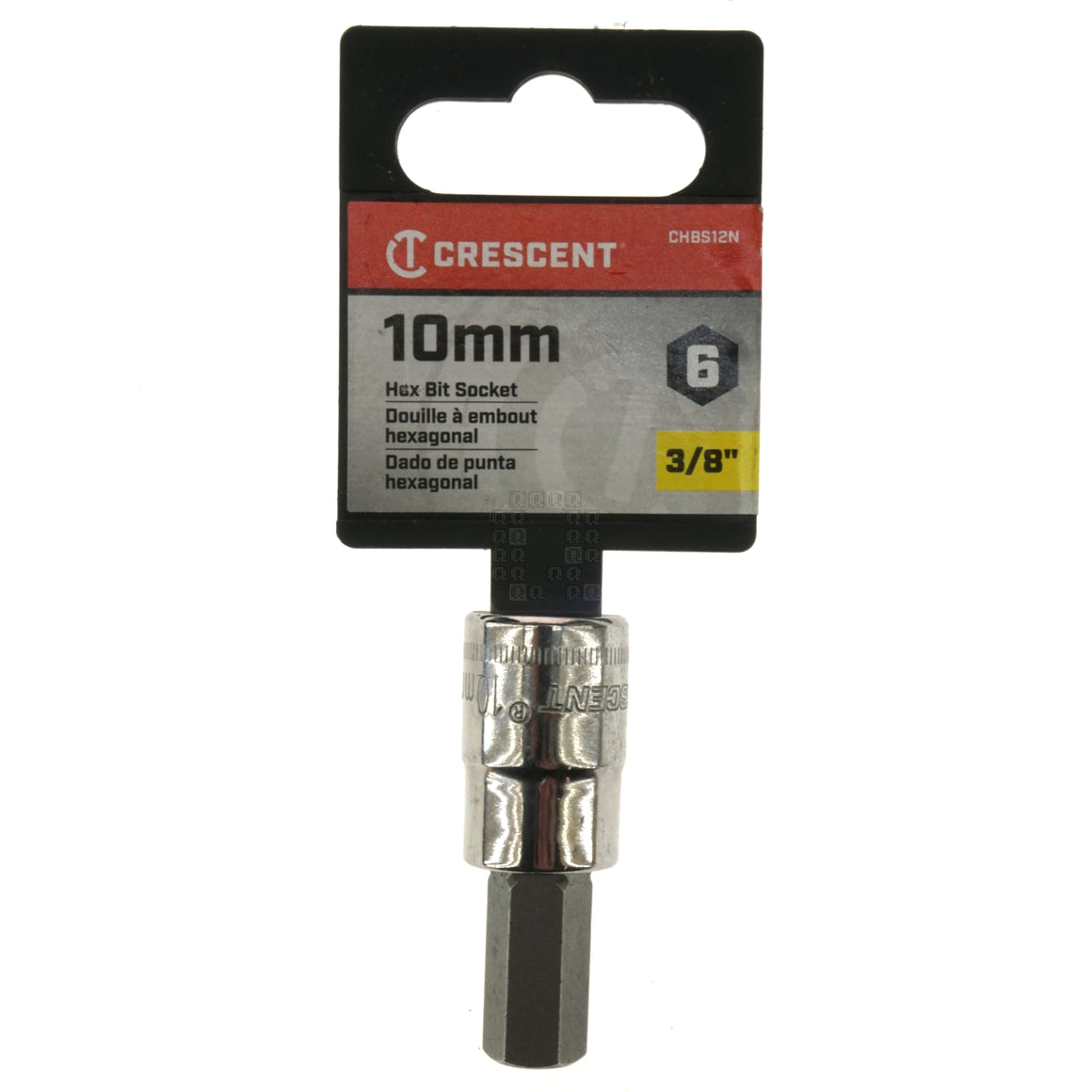 Crescent CHBS12N 3/8" Drive Hex Bit Metric Chrome Socket, 10mm Package Front