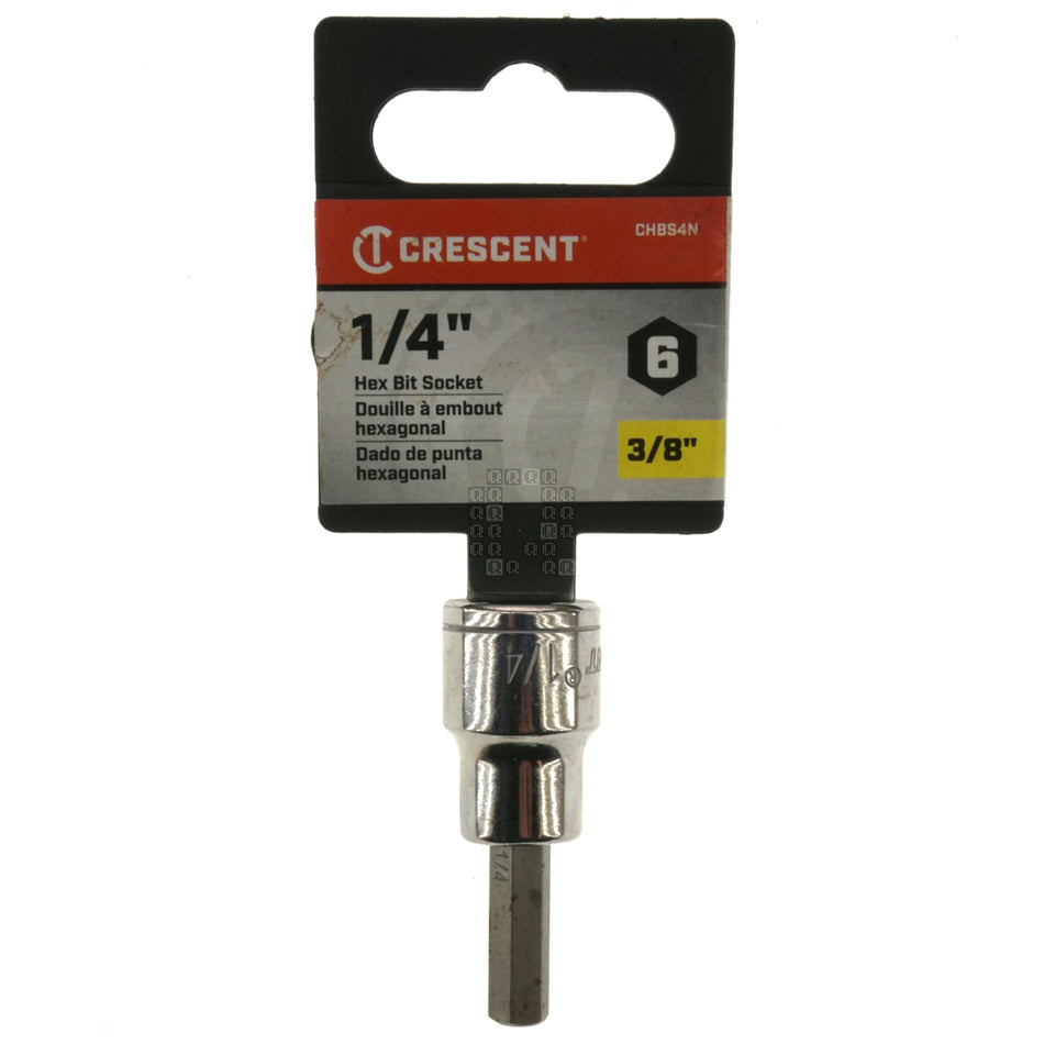 Crescent CHBS4N 3/8" Drive SAE Hex Bit Chrome Socket, 1/4"