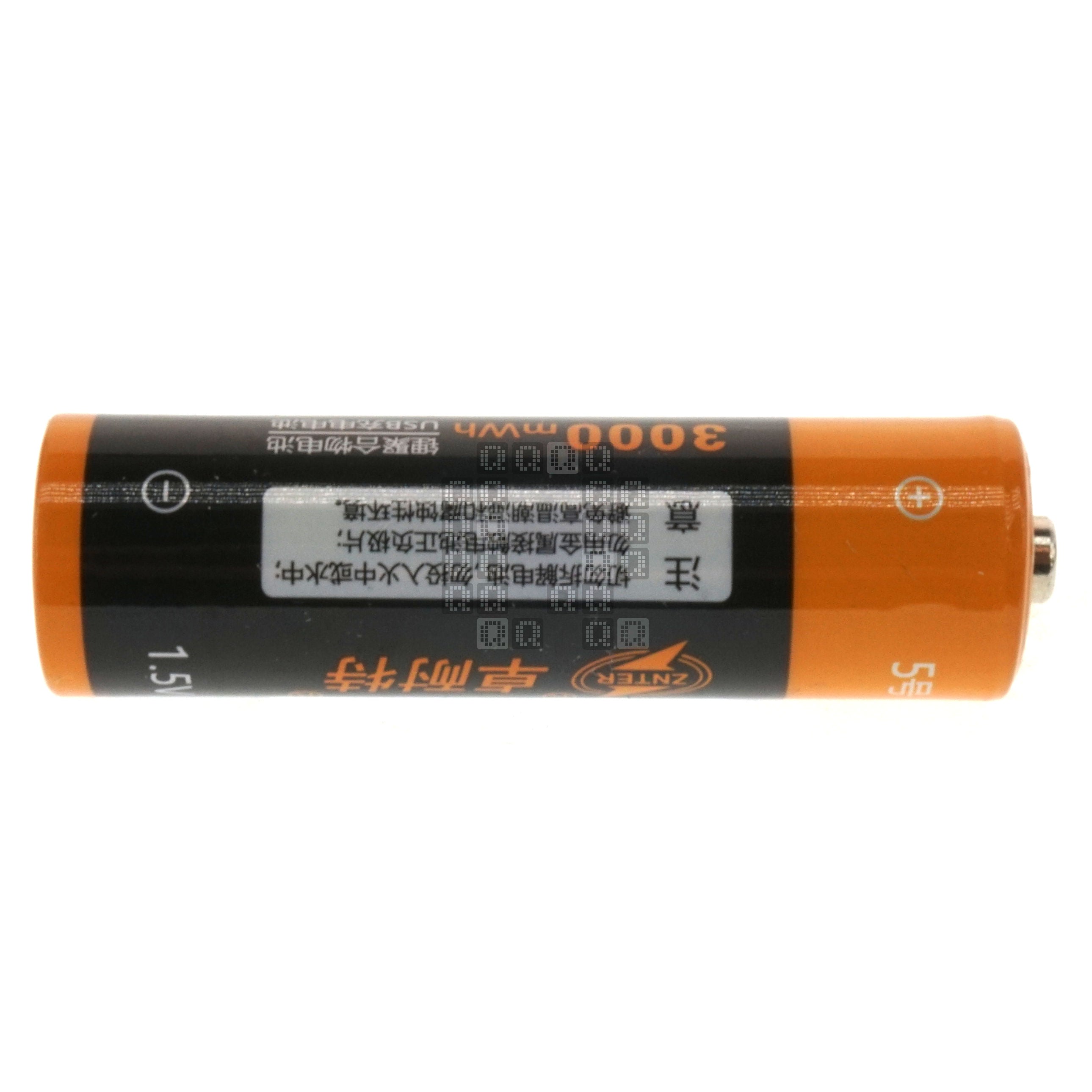 Znter USB-C Rechargeable 'AA' Li-ion Battery, 2000mAh, 1.5VDC