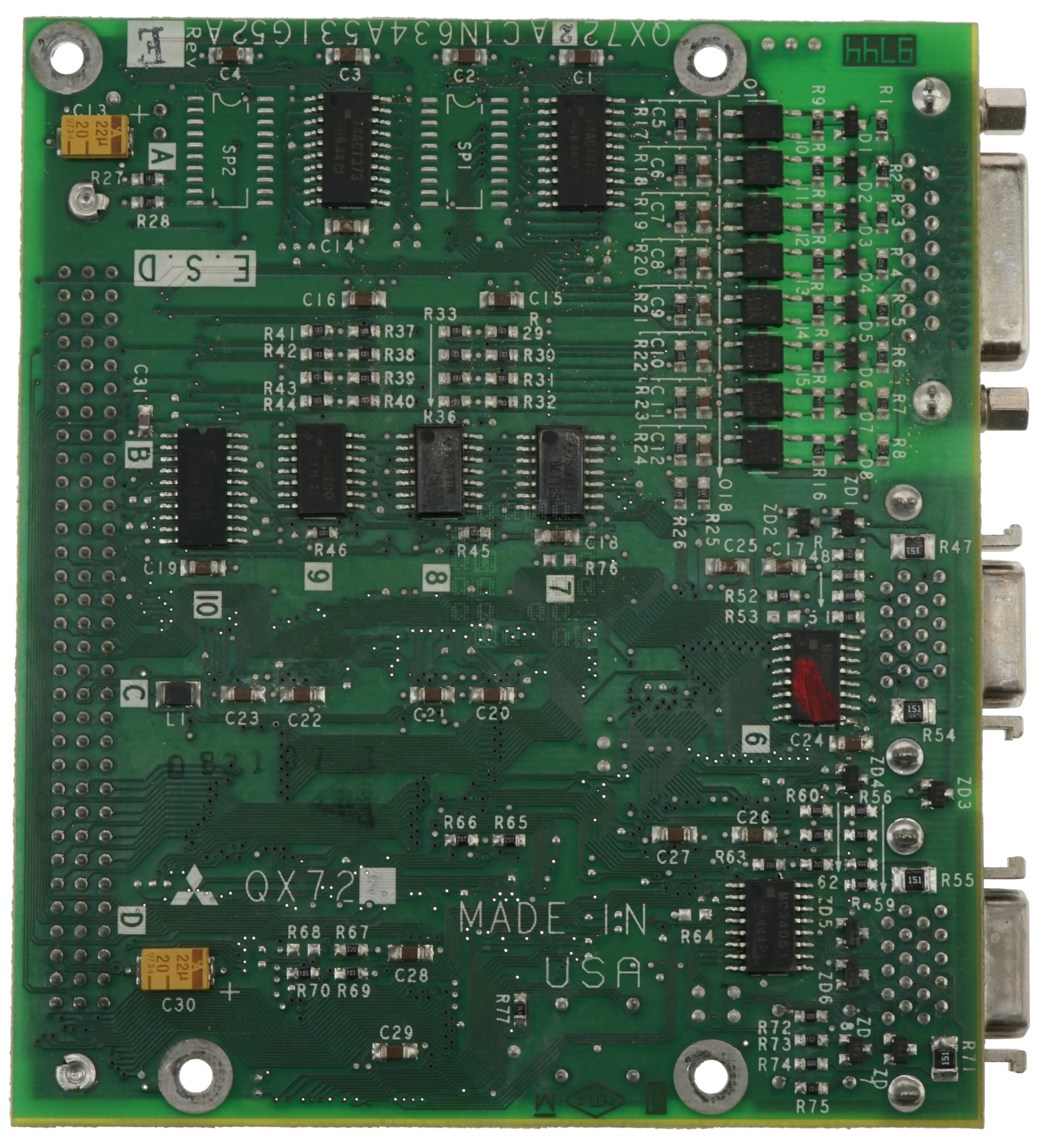 Mazak Mitsubishi QX722A Circuit Board Back QX722A P-Bus Communications Circuit Board Bottom