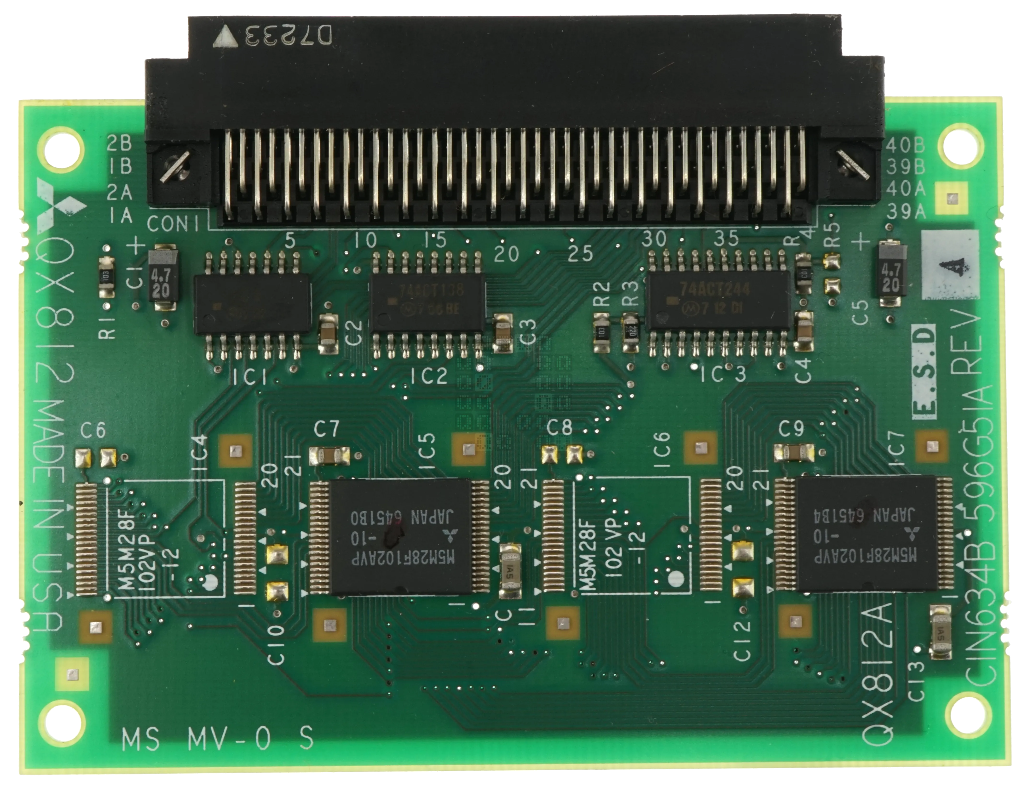 Mitsubishi QX812A Main Circuit Board Top Mitsubishi QX812A PLC Ladder Memory Module Circuit Board Top with M5M28F102AVP-10 Flash Memory Chips