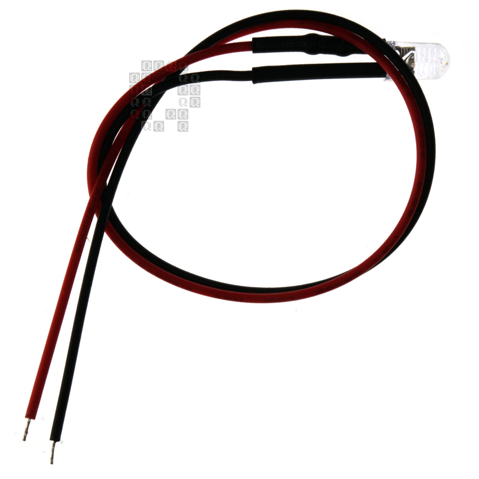 Pre-Wired / Leaded 5mm Light Emitting Diode (LED), Warm White, 3-12VDC