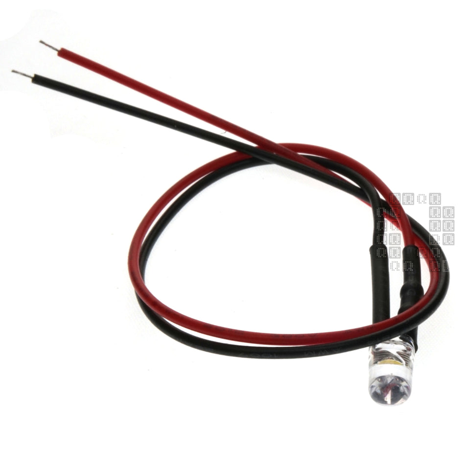 Pre-Wired / Leaded 5mm Light Emitting Diode (LED), Warm White, 3-12VDC