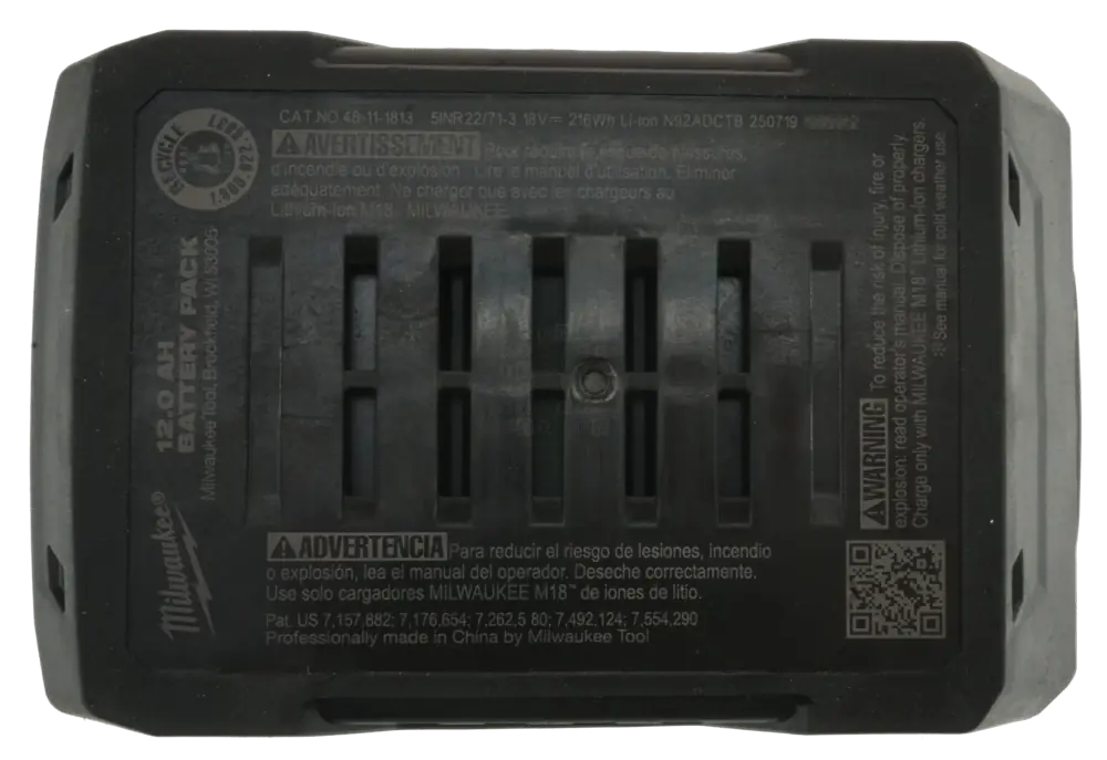 Milwaukee Tool 48-11-1813 5INR22/71-3 HD12.0 M18 RedLithium FORGE Battery Pack Label