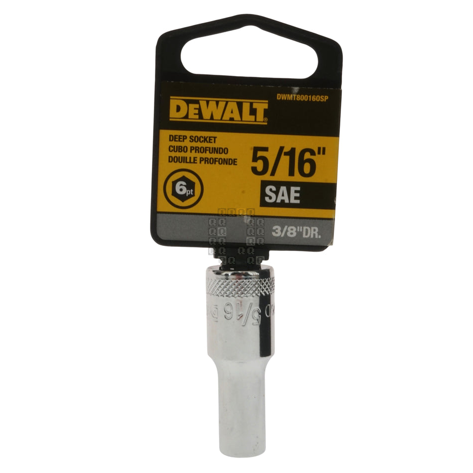 DeWALT DWMT80016OSP 80-016D Deep Chrome Socket, 3/8" Drive, 5/16" 6-Point Package Front