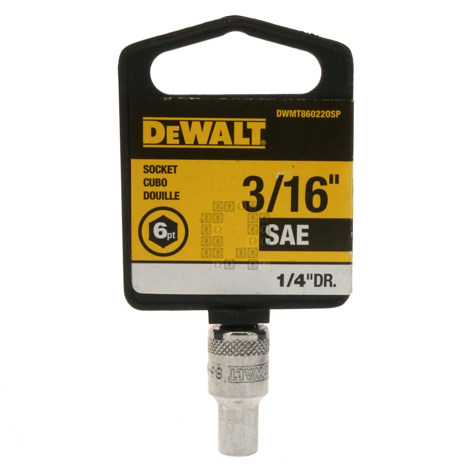 DeWALT Industrial Tool Co. DWMT86022OSP 1/4" Drive Standard Length SAE 6-Point Chrome Socket, 3/16", 86-022D