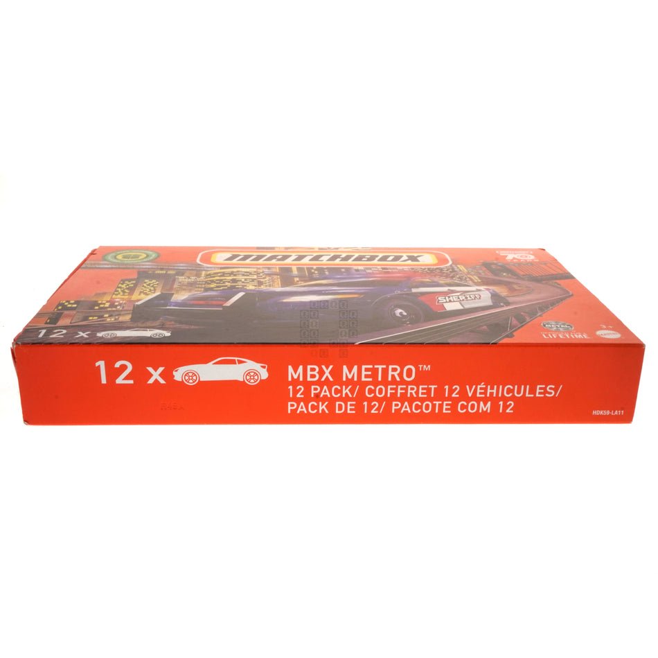 Mattel HDK59-LA11 Matchbox MBX Metro 12-Pack of 1/64" Cars & Trucks