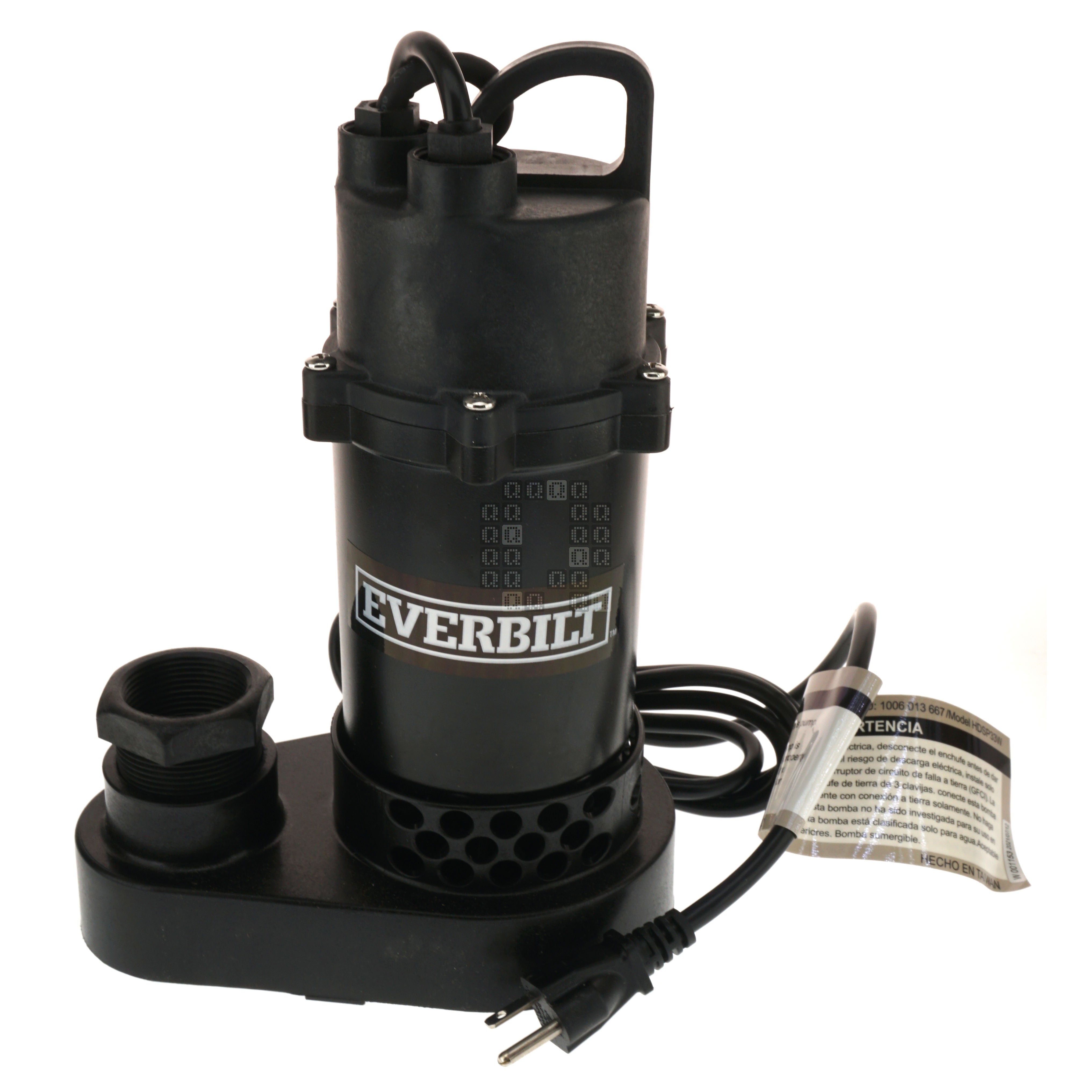 Everbilt HDSP33W 1006013667 Submersible Sump Pump, 1/3HP 38GPM 115VAC