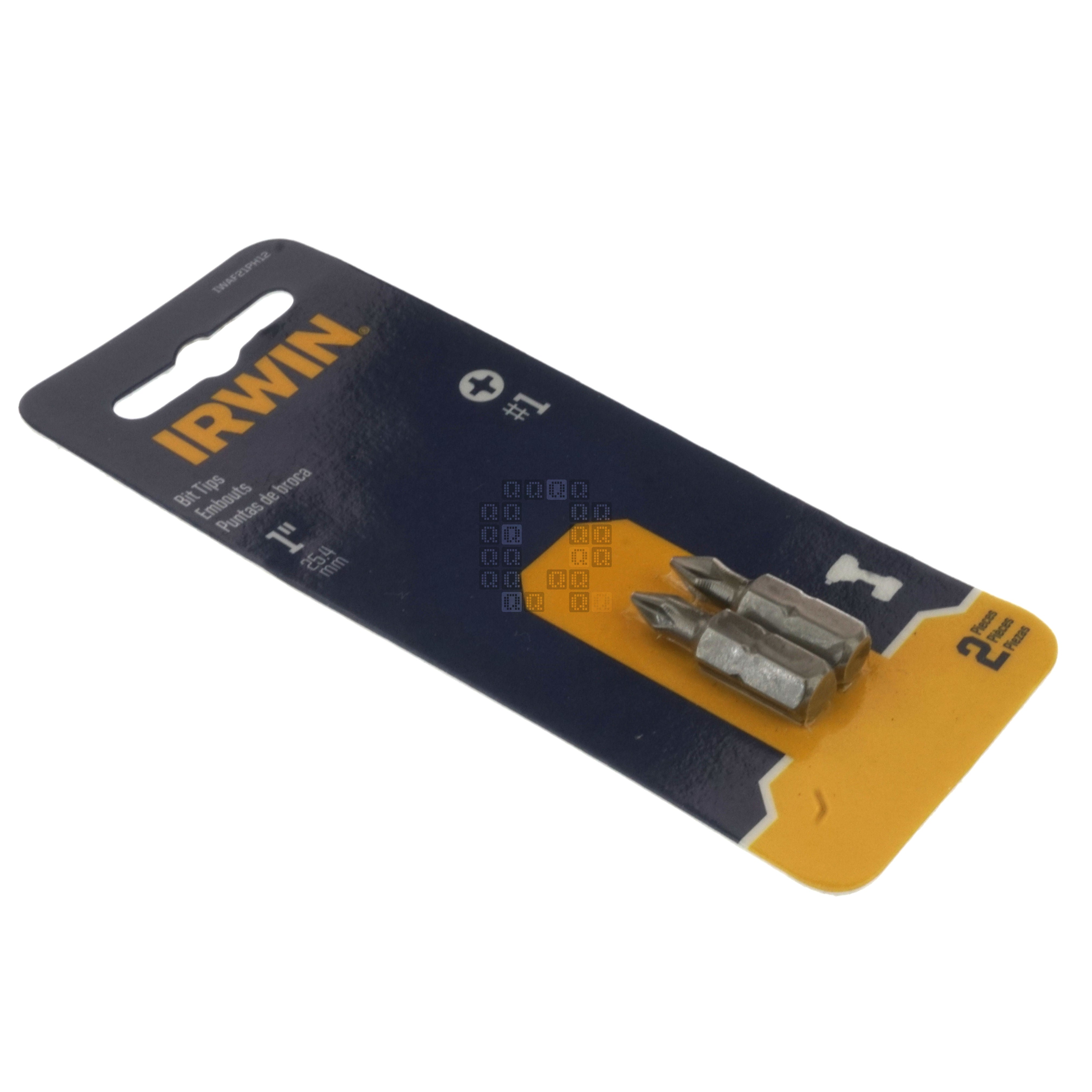 Irwin IWAF21PH12 #1 Phillips / PH1 Driver Bit Tips, 2-Pack, 1" Length