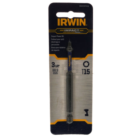 Irwin IWAF33TX15 T15 TORX Impact Performance Series Power Bit, 3-1/2" Length Package Front