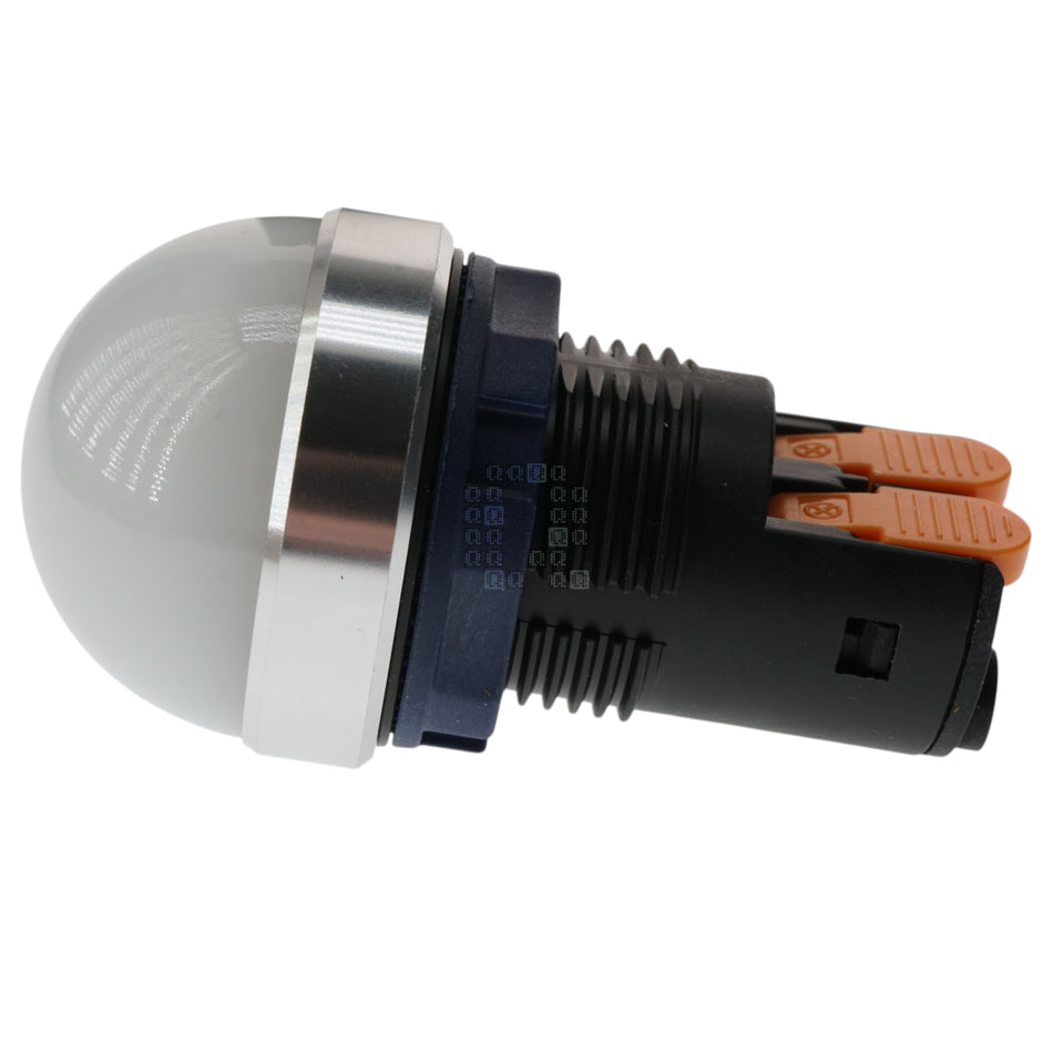 22mm Diffused Domed Panel Mount Green LED Indicator Light, 9-24VAC/DC, IP68