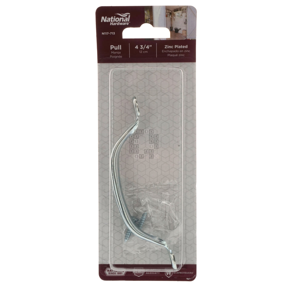 National Hardware N117-713 Weatherguard 4-3/4" Door Pull Handle, Zinc Plated