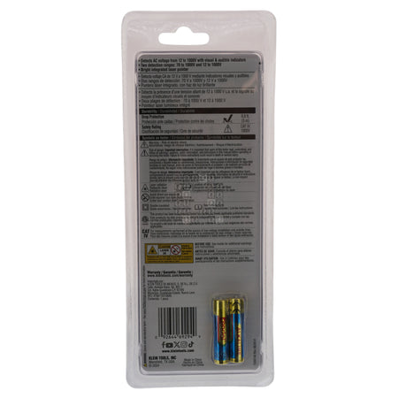 Klein Tools NCVT5A Dual-Range Non-Contact Voltage Tester with Laser Pointer Package Back