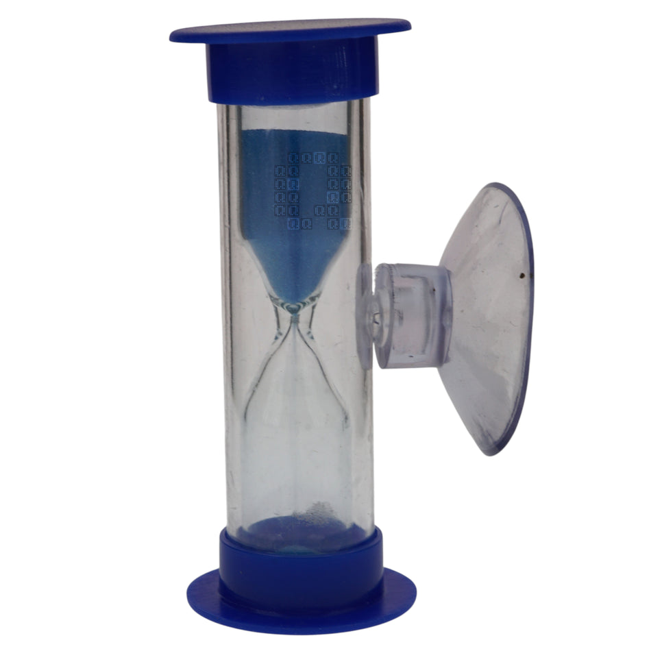 Plastic Hourglass Sand Timer with Suction Cup, 3 Minute, Blue, 2-3/8" Height