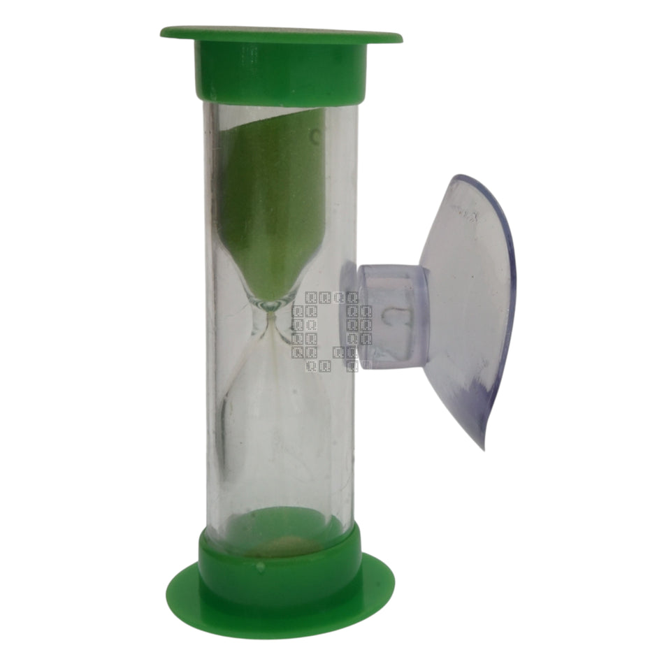 Plastic Hourglass Sand Timer with Suction Cup, 3 Minute, Green, 2-3/8" Height