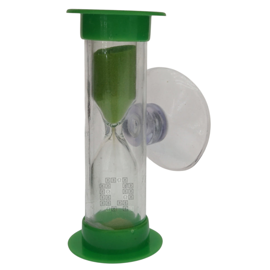 Plastic Hourglass Sand Timer with Suction Cup, 3 Minute, Green, 2-3/8" Height
