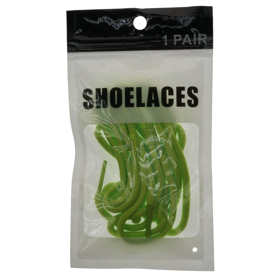 Shoelace Pair, 4mm Round, Fluorescent Green, 90cm Package Front