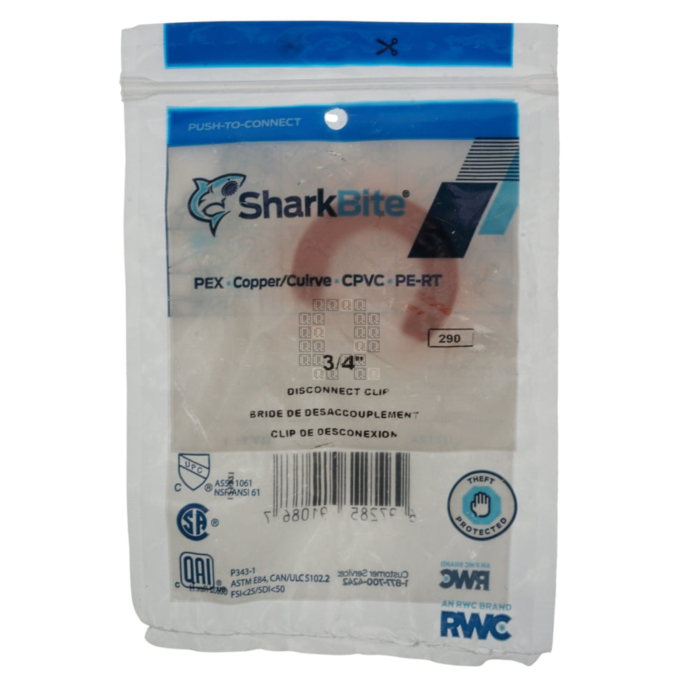 SharkBite U712A PEX, Copper, CPVC & PE-RT Push-To-Connect 3/4" Disconnect Clip
