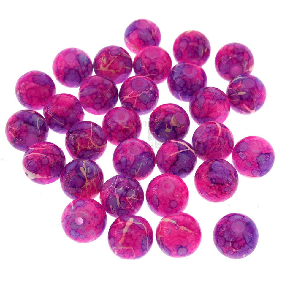 African Violet Pink/Purple 8mm Loose Glass Beads, 30 Pieces