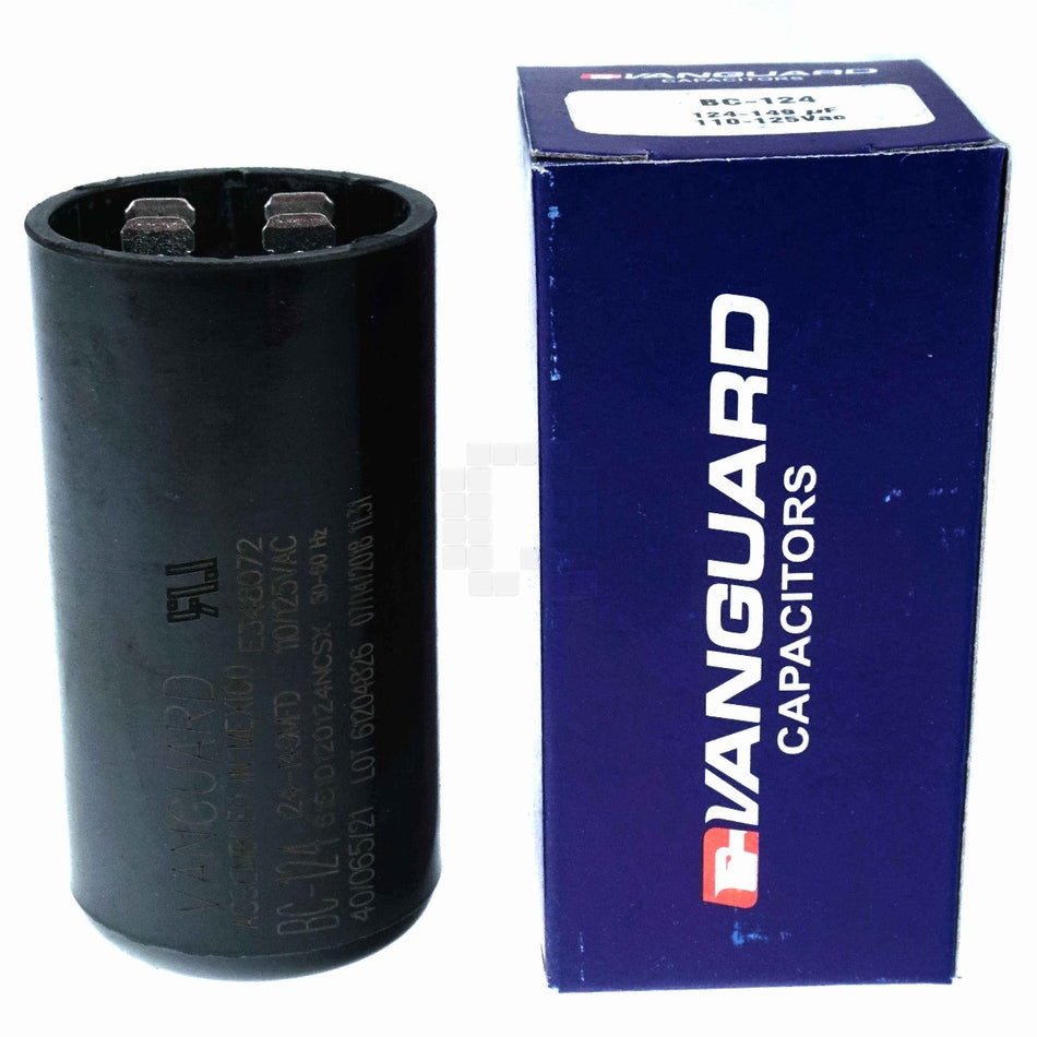Vanguard BC-124 Electric Motor Start Capacitor, 124-149 uF, 110-125VAC