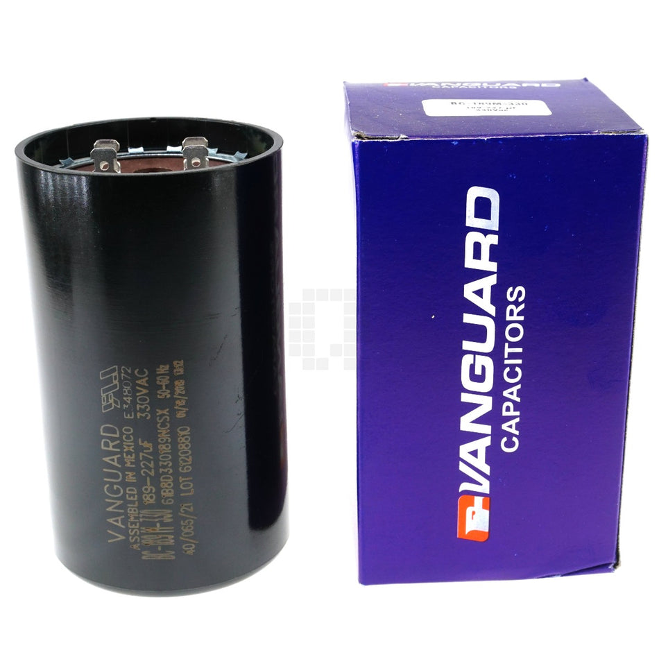 Vanguard BC-189M-330 Electric Motor Start Capacitor, 189-227 uF, 330VAC
